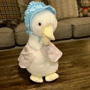 VINTAGE Eden Beatrix Potter Jemima Puddle Duck Plush Stuffed Animal White/Blue
